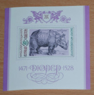 BULGARIA 1979, Rhino, Animals, Fauna, Albrecht Dürer, Paintings, Mi #B92, Souvenir Sheet, MNH** - Rhinoceros