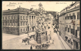 AK Baden, Hotel Stadt Wien, Hauptplatz, Rathaus  - Autres & Non Classés