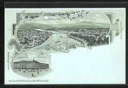 Mondschein-Lithographie Linz /Donau, Kaufmännisches Vereinshaus, Ortsansicht  - Other & Unclassified