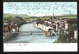 AK Steyr, Ortsansicht Mit Brücke Und Fluss  - Autres & Non Classés