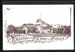 AK St. Peter Am Wimberg, Teilansicht Des Ortes Mit Kirche  - Sonstige & Ohne Zuordnung