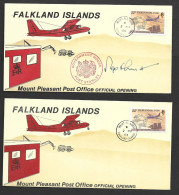 Falkland Islands 1984 Mt Pleasant Post Office Official Opening Special Covers X 2, 1 Signed & With Government House Mark - Falkland Islands