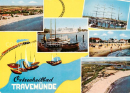 73829842 Travemuende Ostseebad Strand Segelschiff Hafen Fliegeraufnahme Travemue - Lübeck