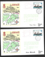 Falkland Islands 1982 Return From F.I. War Covers X 2 , Both 7p Mail Ship Franking , Differing Crew Signatures - Islas Malvinas