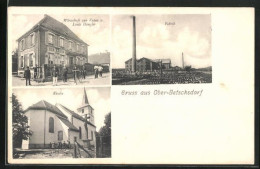 CPA Ober-Betschsdorf, Gasthaus Zur Krone, Fabrik, L'Église  - Autres & Non Classés