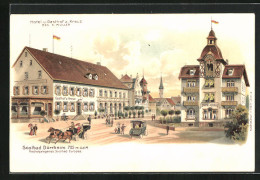 Lithographie Dürrheim, Hotel Und Gasthof Zum Kreuz Und Pferdewagen  - Bad Duerrheim