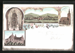 Lithographie Römhild, Kriegerwaisenhaus, Hochaltar Der Stadtkirche  - Autres & Non Classés