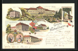 Lithographie Hohenheim, Gasthaus Hirsch In Birkach, Gartenbauschule, Schloss Hohenheim  - Otros & Sin Clasificación