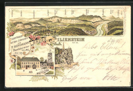 Lithographie Lilienstein, Gasthaus Und Pension Von F. Bergmann  - Autres & Non Classés