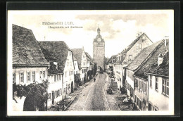 AK Prichsenstadt I. Ufr., Blick In Die Hauptstrasse Mit Stadtturm  - Autres & Non Classés