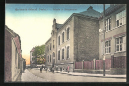 AK Gerbstedt / Manns. Seekr., Strassenpartie An Der Schule Und Steigerturm  - Gerbstedt