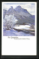 Künstler-AK Otto Amtsberg: Zugspitze Mit Wanderern Im Winter  - Amtsberg, Otto