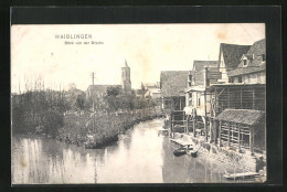 AK Waiblingen, Blick Von Der Brücke über Fluss Hinweg Zur Kirche  - Waiblingen