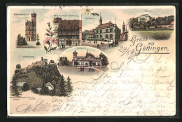 Lithographie Göttingen, Rathaus, Bismarckthurm, Hardenberg  - Göttingen