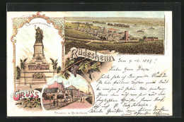 Lithographie Rüdesheim, National Denkmal, Strasse Im Ort  - Ruedesheim A. Rh.