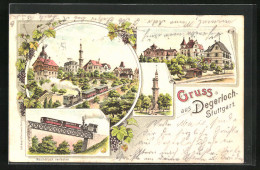 Lithographie Degerloch, Bergbahn, Aussichtsturm  - Autres & Non Classés