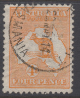 AUSTRALIA 1913 4d ORANGE  KANGAROO (DIE II) STAMP PERF.12  1st.WMK  SG.6 VFU. - Usados