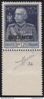 1926 CIRENAICA, N° 26 Giubileo Del Re, Lire 1,25 Azzurro , MNH** , Bordo Di Foglio Firmato Sorani, LUSSO - Cirenaica