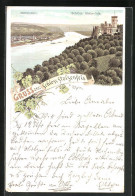 Lithographie Koblenz, Schloss Stolzenfels Mit Oberlahnstein  - Koblenz
