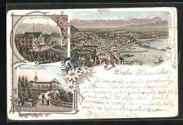 Lithographie Bregenz A. B., Hotel Auf Dem Pfänder, Gebhardsberg Eingang, Teilansicht  - Sonstige & Ohne Zuordnung