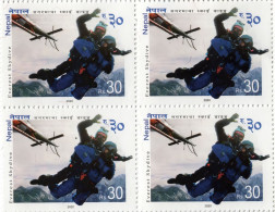 Everest Skydive Adhesive Stamp Block 2020 Nepal MNH - High Diving