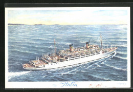AK Passagierschiff M. S. Italia Vor Der Küste  - Steamers