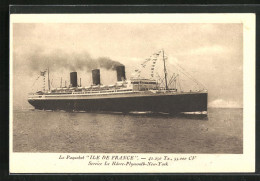 AK Passagierschiff Ile De France, Service Le Havré-Plymouth-New-York  - Steamers