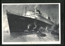 AK Passagierschiff Bremen Und Schlepper, Norddeutscher Lloyd Bremen  - Steamers