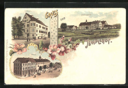 Lithographie Tempelhof B. Crailsheim, Schloss, Lehrerseminar  - Crailsheim
