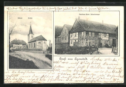 AK Egenstedt, Gasthaus Heinr. Schenkemeyer, Schule, Kirche  - Andere & Zonder Classificatie