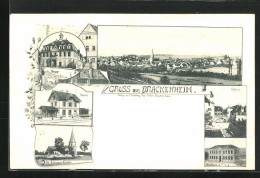 AK Brackenheim, Bahnhof, St. Johannis Kirche, Schloss  - Other & Unclassified