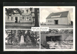 AK Hermsdorf, Gasthaus V. Ernst Hahn, Schule, Krieger-Denkmal  - Other & Unclassified