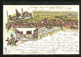 Lithographie Weissenburg A. S., Totalansicht, Markt Mit Rathaus  - Weissenburg