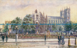 R024804 Westminster Abbey And St. Margarets Church From Parliament St. Tuck. Oil - Monde