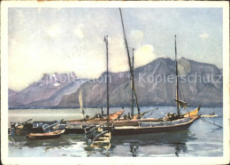 11698745 Lac Leman Genfersee Fischerboote Kuenstlerkarte Genfersee - Autres & Non Classés