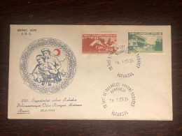 TURKEY FDC COVER 1955 YEAR RED CRESCENT RED CROSS HOSPITAL  HEALTH MEDICINE STAMPS - FDC