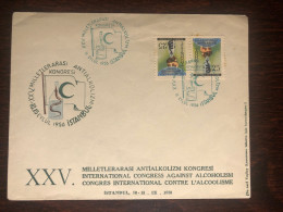 TURKEY FDC COVER 1956 YEAR ALCOHOLISM HEALTH MEDICINE STAMPS - FDC