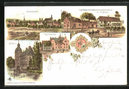 Lithographie Hovestadt, Gasthaus Und Kornbranntweinbrennerei V. F. C. Biele, Schloss Krankenhaus  - Other & Unclassified