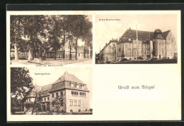 AK Sögel, Partie Am Marktbrunnen, Kreis-Krankenhaus, Hedwigschule  - Other & Unclassified
