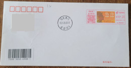 China cover "May 1st Labor Day" (Xiamen) Colored Postage Machine Stamp First Day Actual Delivery Seal - Sobres