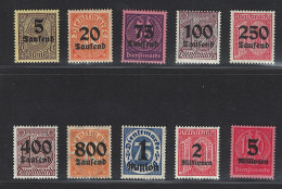 German Empire 1923 "Official Stamps" Condition MH SG#O312-322 Incomplete - Neufs