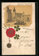 Präge-Lithographie Coethen I. A., Rathaus Mit Siegel  - Sonstige & Ohne Zuordnung