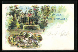 Lithographie Königs Wusterhausen, Schloss-Restaurant F. Herrmann, Königliches Jagdschloss  - Hunting