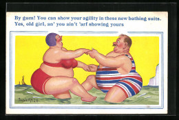 Künstler-AK Donald McGill: By Gum! You Can Show Your Agility In These New Bathing Suits  - Mc Gill, Donald