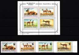 Burkina Faso 1298-1301 Und Block 139 Postfrisch Wildtiere #IH473 - Burkina Faso (1984-...)