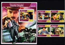 Malediven 6898-6901 Und Block 1045 Postfrisch Charlie Chaplin #IH556 - Maldivas (1965-...)