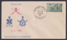 Inde India 1963 FDC DEfence Effort, Army, Helicopter, Mountain, Armed Forces, Mountains, Jeep, Artillery First Day Cover - Cartas & Documentos