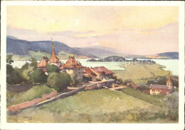 11686990 Erlach BE Mit Bielersee Aquarell Erlach Cerlier - Other & Unclassified