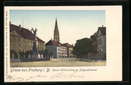 Goldfenster-AK Freiburg I. B., Kaiser-Wilhelmplatz Mit Siegesdenkmal  - Autres & Non Classés