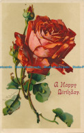 R026126 Greeting Postcard. A Happy Birthday. Red Rose. 1910 - Monde